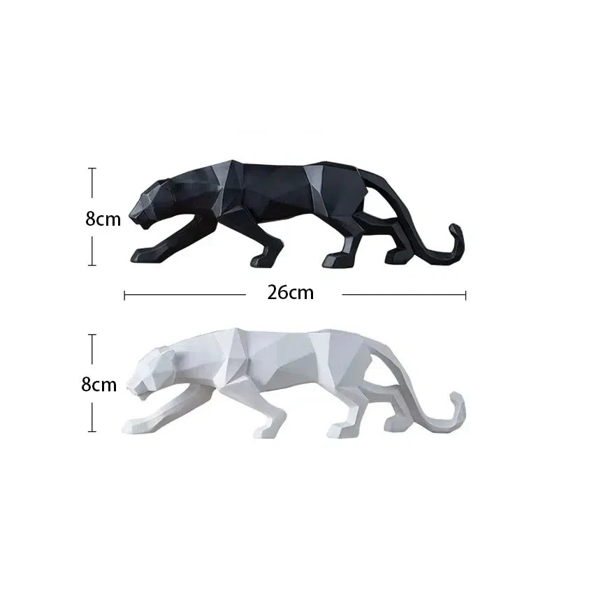Schwarz-Weiße Panther Skulpturen – Modernes Kunst-Duo für dein Interieur