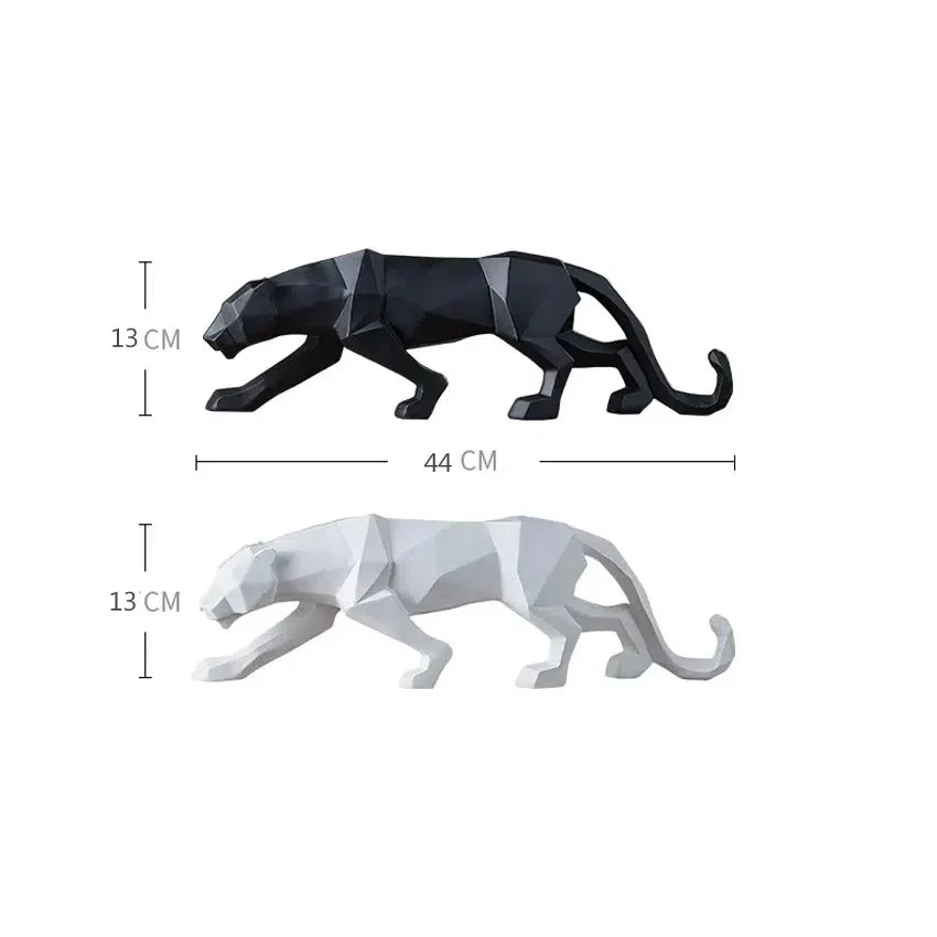 Schwarz-Weiße Panther Skulpturen – Modernes Kunst-Duo für dein Interieur