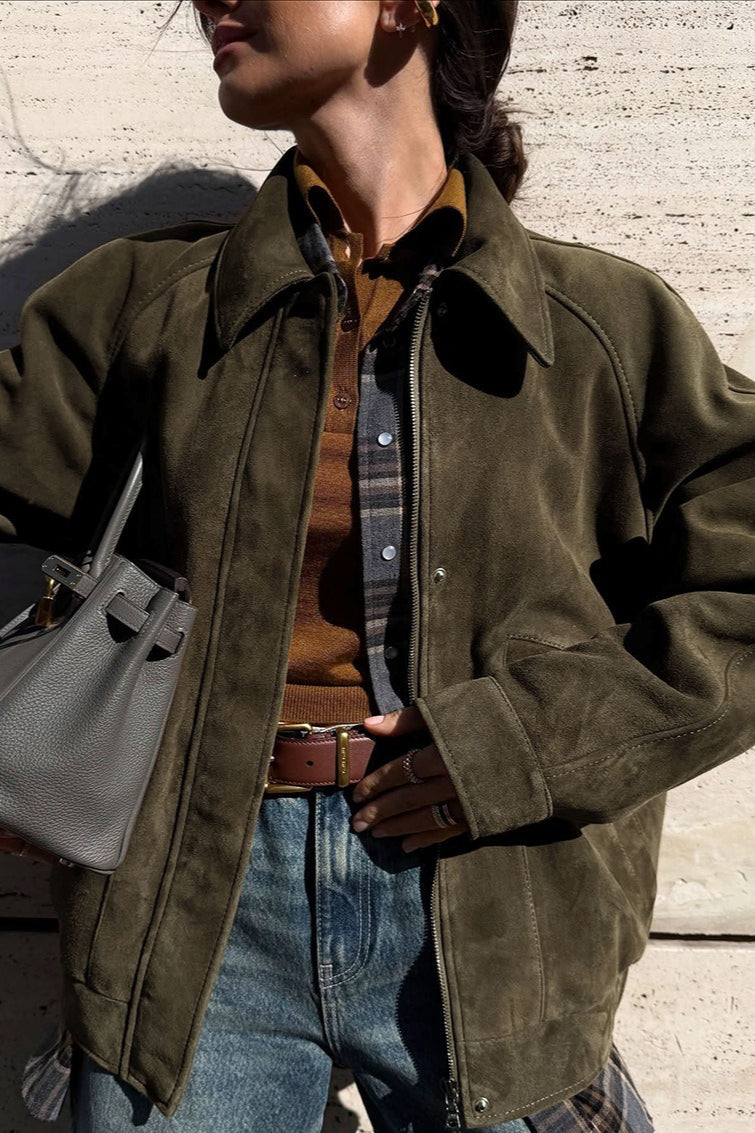Jacke mit Reverskragen und Reißverschluss