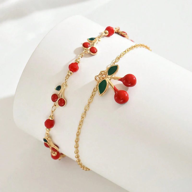 CherryTwist Doppeltes Fußkettenset – Frisch und Modisch