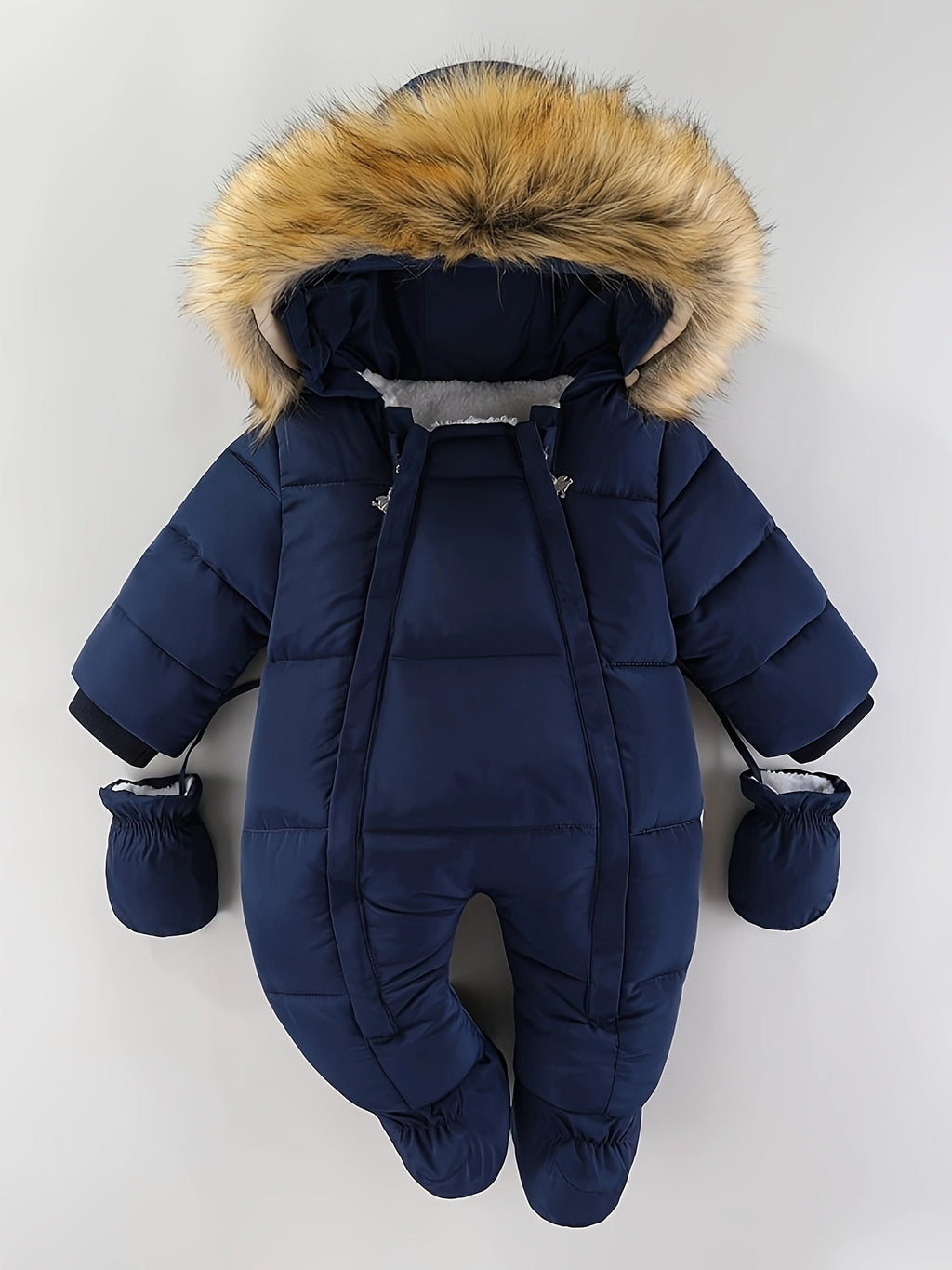 Frosty Baby Strampler – Luxus Winteroverall inklusive Kapuze für die kälteren Monate