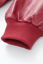 Jacke mit Reißverschluss, Farbblockmuster und Kunstleder