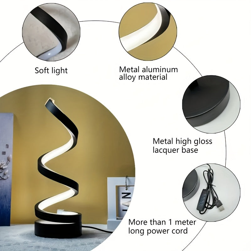Spiral-LED-Schreibtischlampe: Moderne dimmbare Beleuchtung