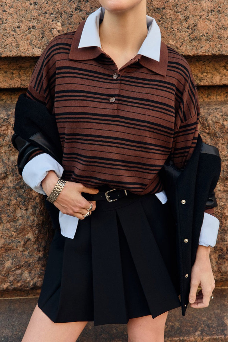 Pullover mit Streifenmuster und Strickstruktur
