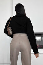 Hose mit Patchwork und Leder