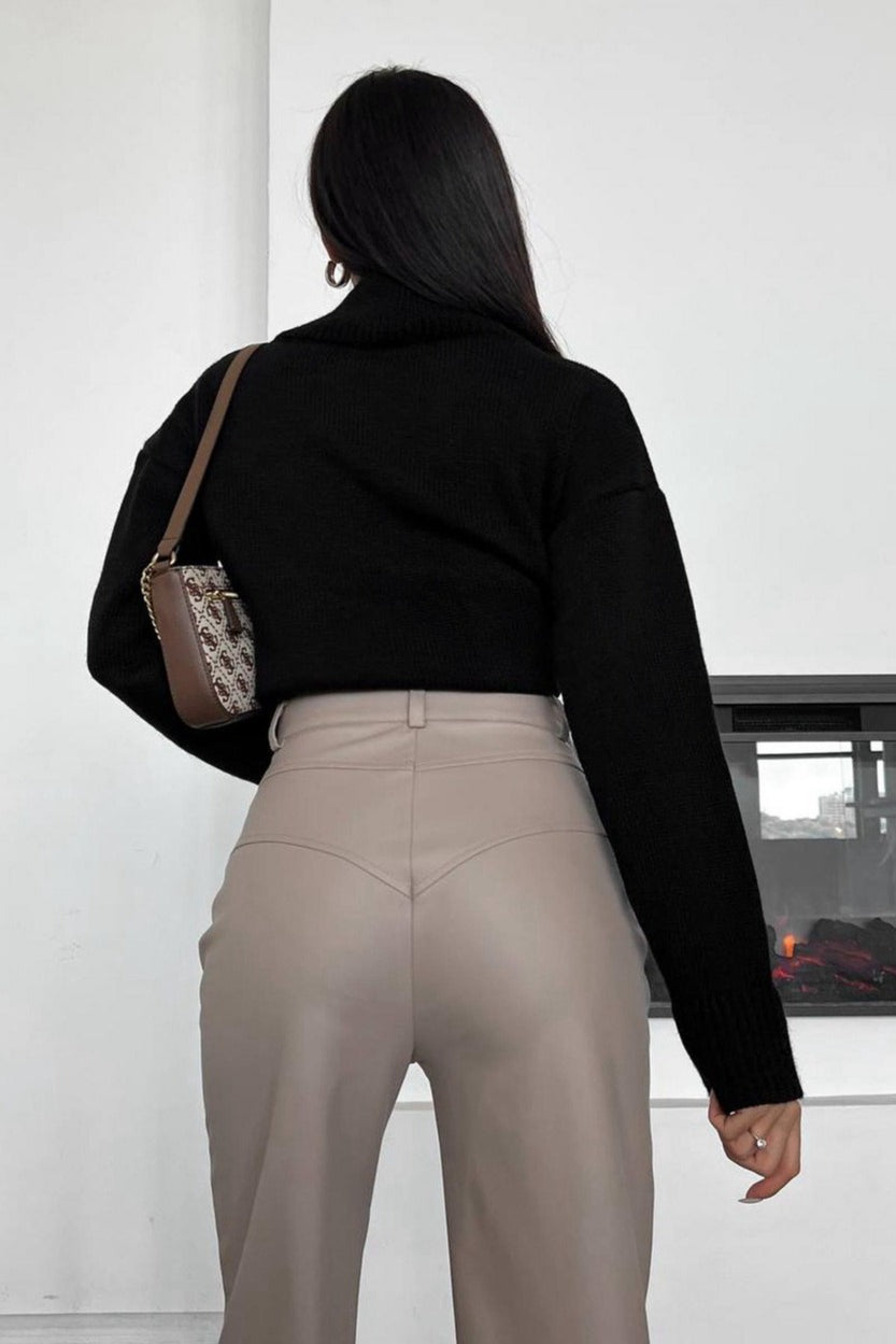 Hose mit Patchwork und Leder