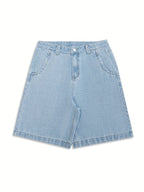 Lässige Bermuda-Denim-Shorts – Lockere Passform inklusive Stilvollen Blumenstickereien