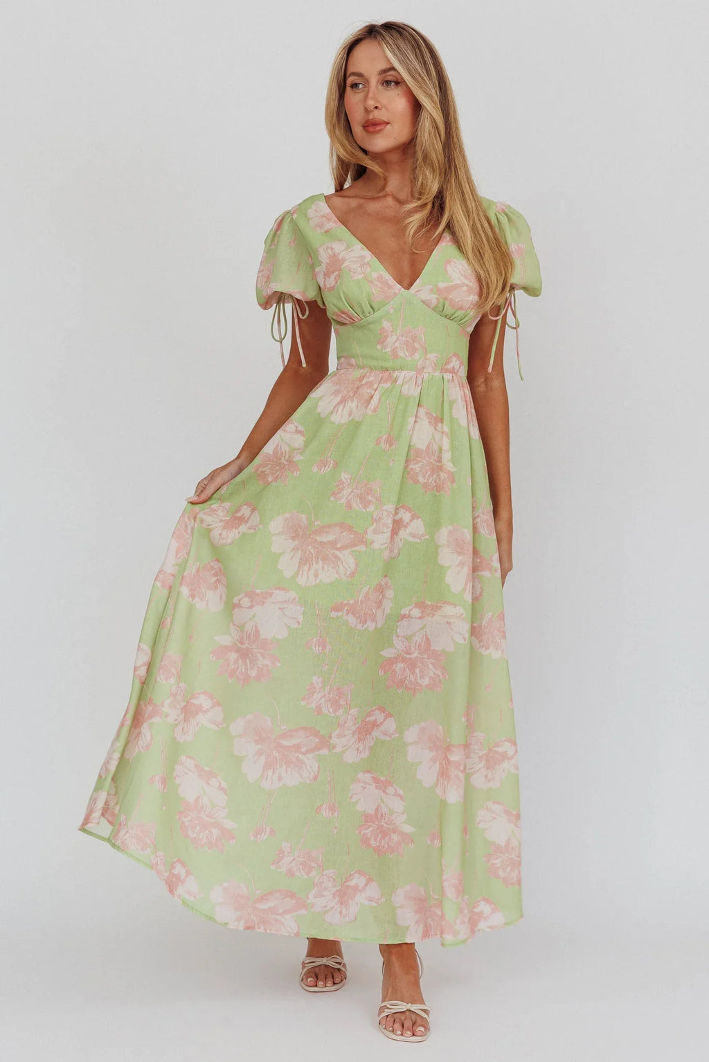 Loveberry – Maxikleid mit Puffärmeln und A-Linien-Rock