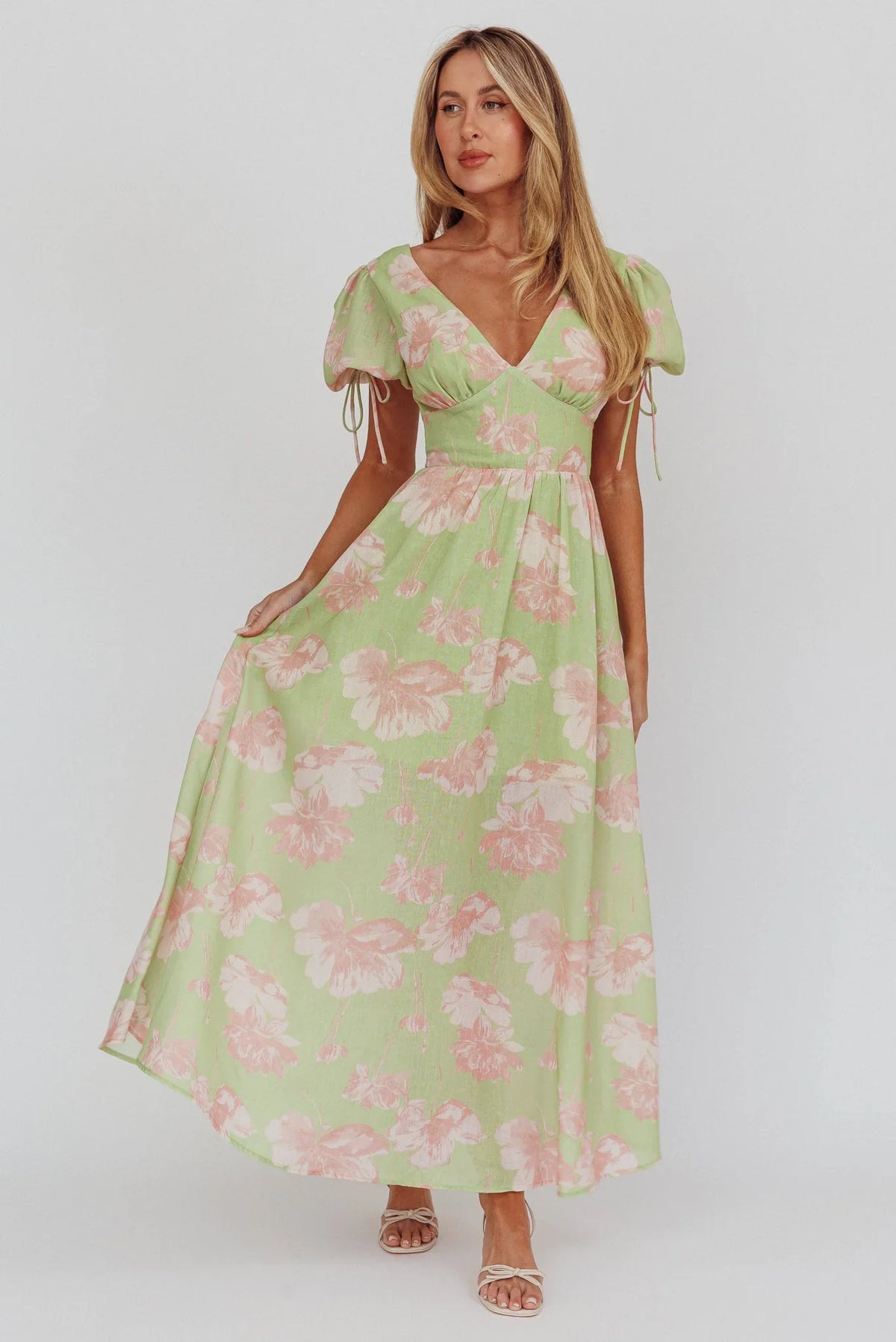 Loveberry – Maxikleid mit Puffärmeln und A-Linien-Rock