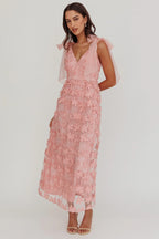 Mykonos – Maxikleid mit Mesh-Akzenten