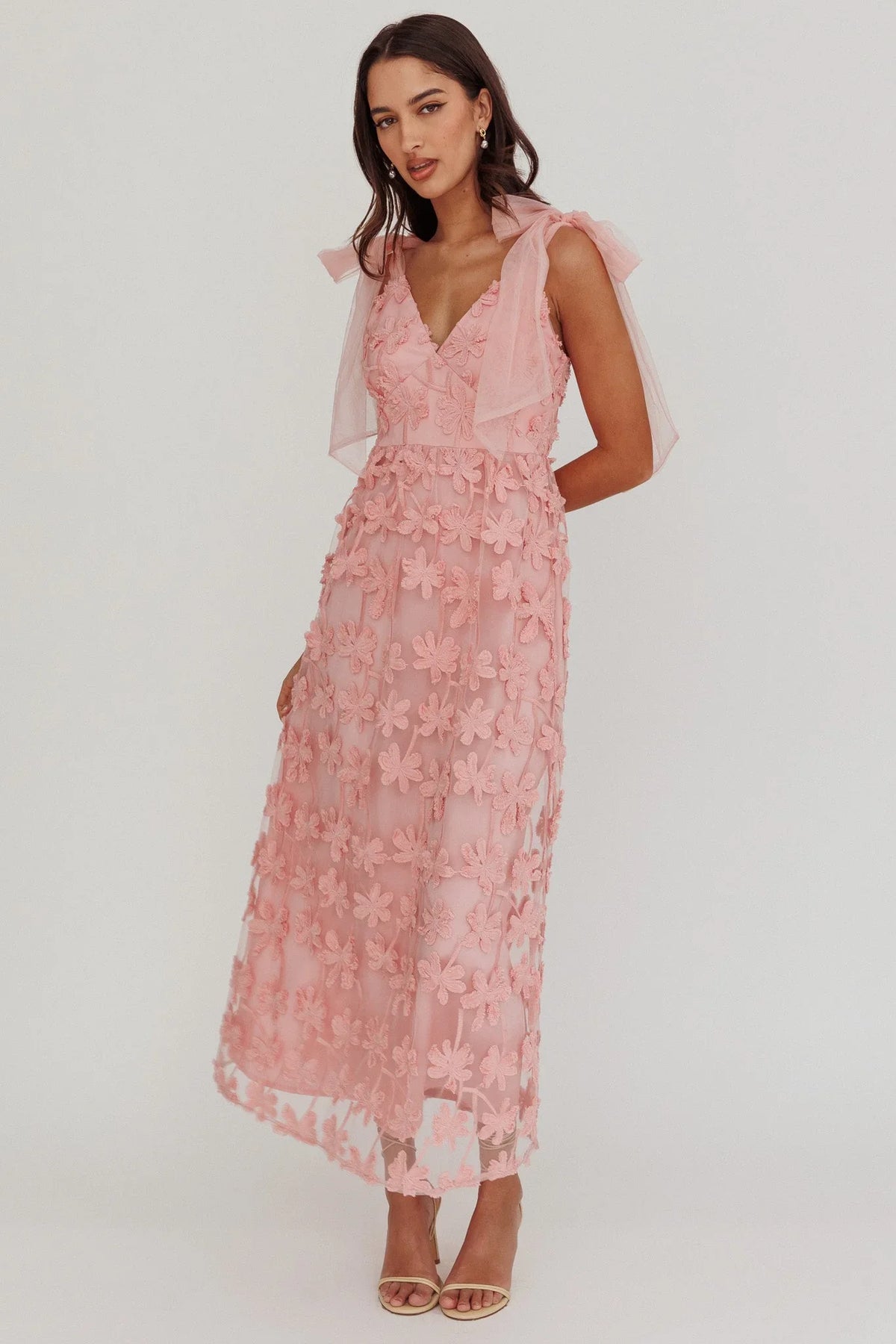 Mykonos – Maxikleid mit Mesh-Akzenten