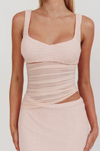 Lorely – Figurbetontes Maxikleid mit Mesh-Akzenten