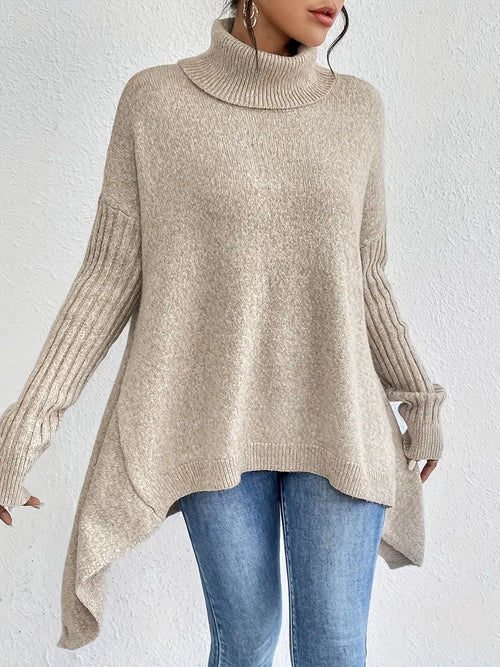 Bequemer langer Rollkragenpullover