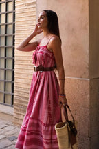 Kleid mit Fransen in Rosa
