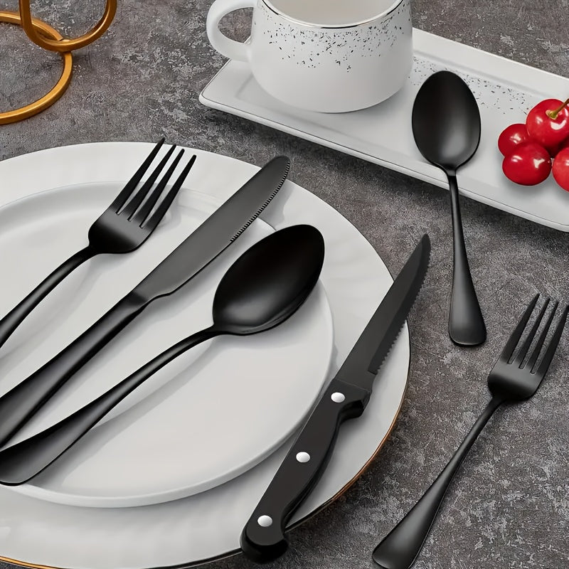 Schwarzes Edelstahl Besteckset – Modernes Design inklusive Hochwertiger Verarbeitung