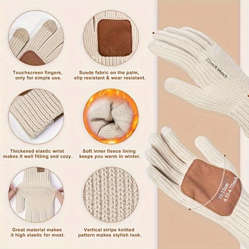 Lieke 3-in-1 Winterset – Warme Strickmütze, Schal sowie Handschuhe