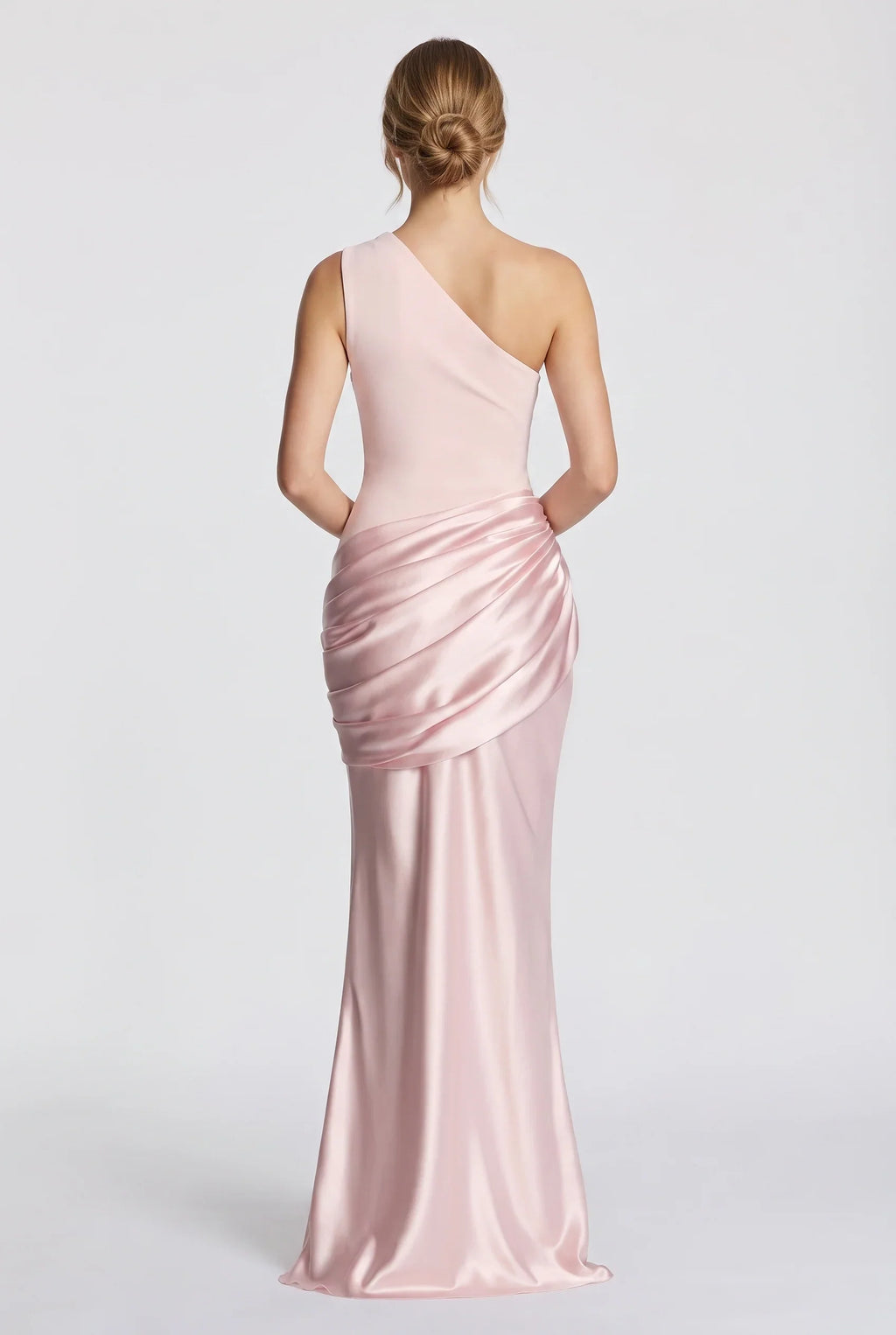 Damen One-Shoulder-Maxikleid mit Satin-Drapierung
