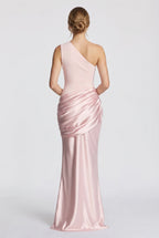 Damen One-Shoulder-Maxikleid mit Satin-Drapierung