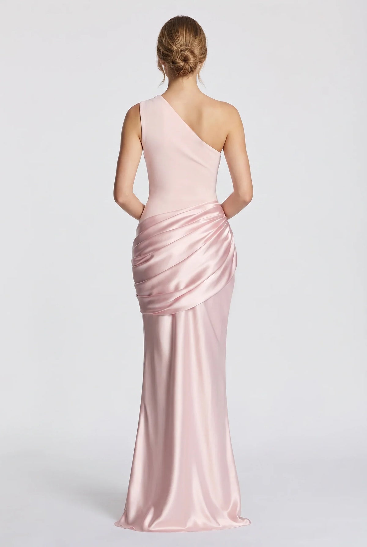 Damen One-Shoulder-Maxikleid mit Satin-Drapierung