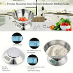 Digitale Küchenwaage mit Edelstahlwaage – Präzision mit Temperatursensor sowie Timerfunktion zum Backen und Kochen