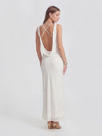 Maxikleid mit V-Ausschnitt und offenem Rücken