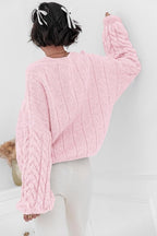 Pullover mit Strickstruktur in Weiß mit Rundhalsausschnitt
