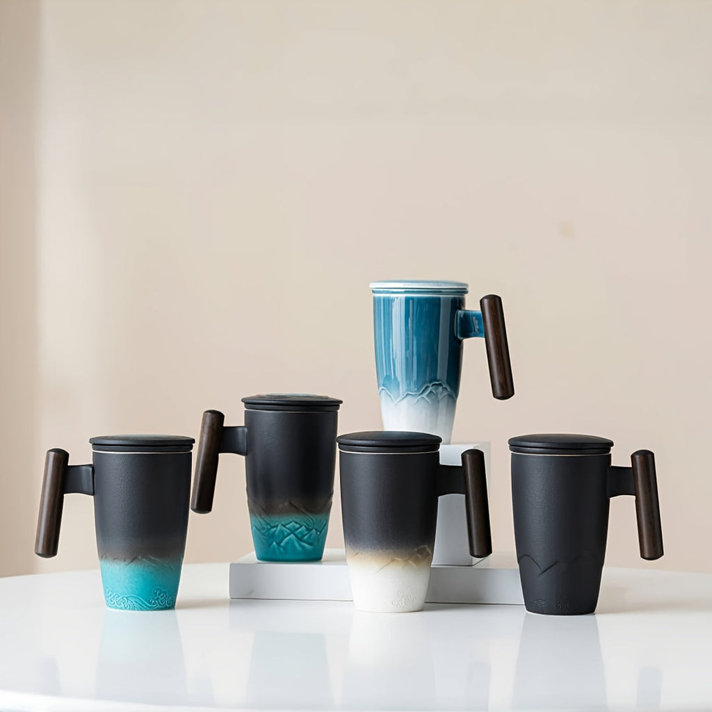 Handgefertigte Keramische Teetasse mit Sieb – Authentisches Design sowie Praktische Nutzung