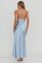 Aysah – Chiffon-Maxikleid mit Neckholder und Kristallen