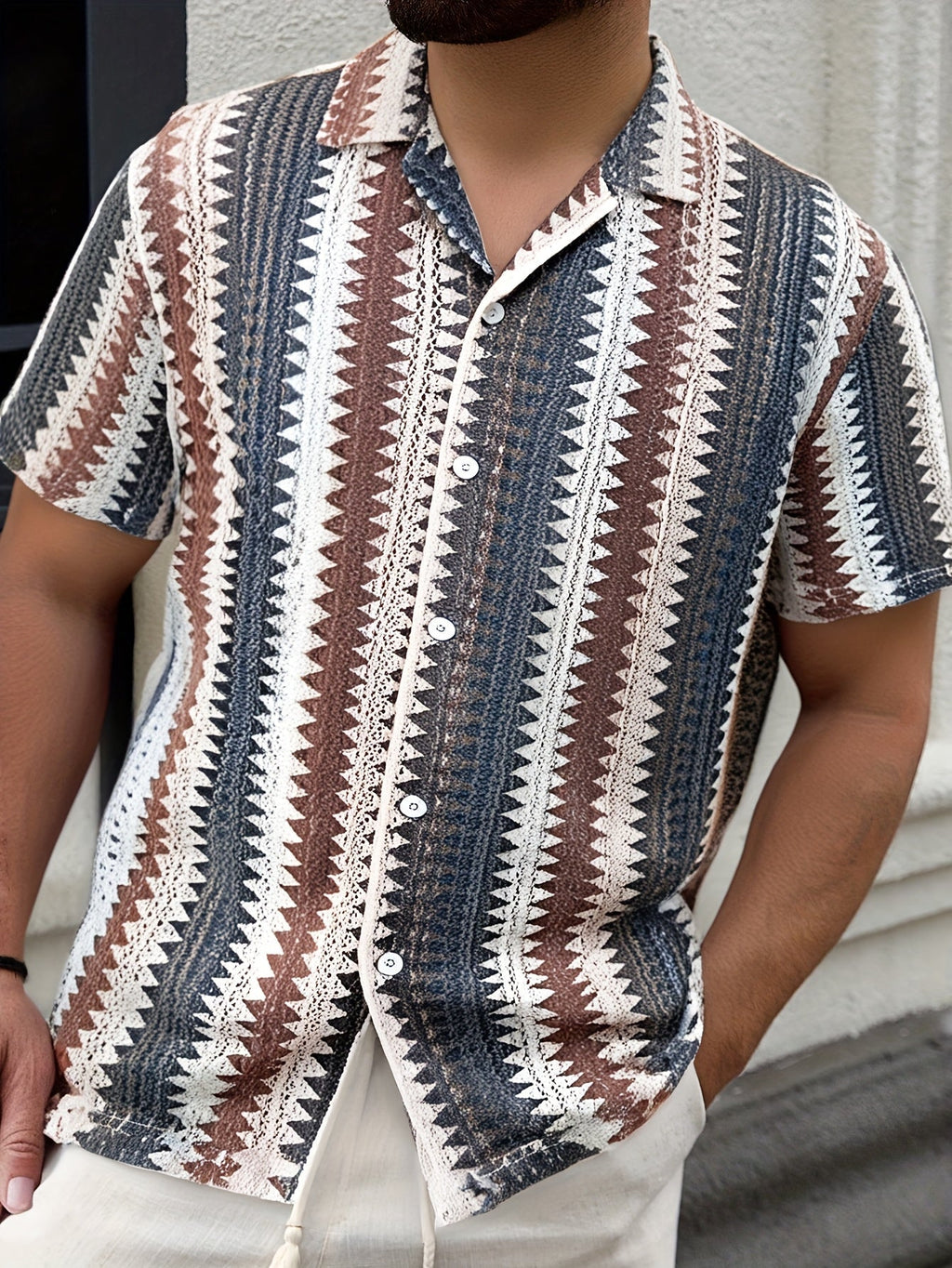 Herren Sommer Lässig Kurzarmshirt – Gewebter Stoff für einen Frischen Look