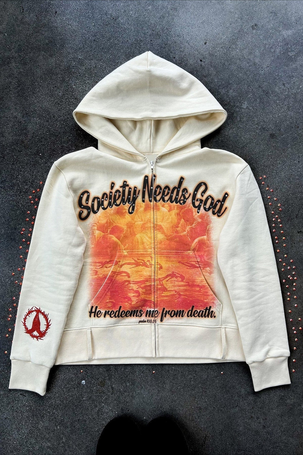 Pullover mit Druck in Weiß