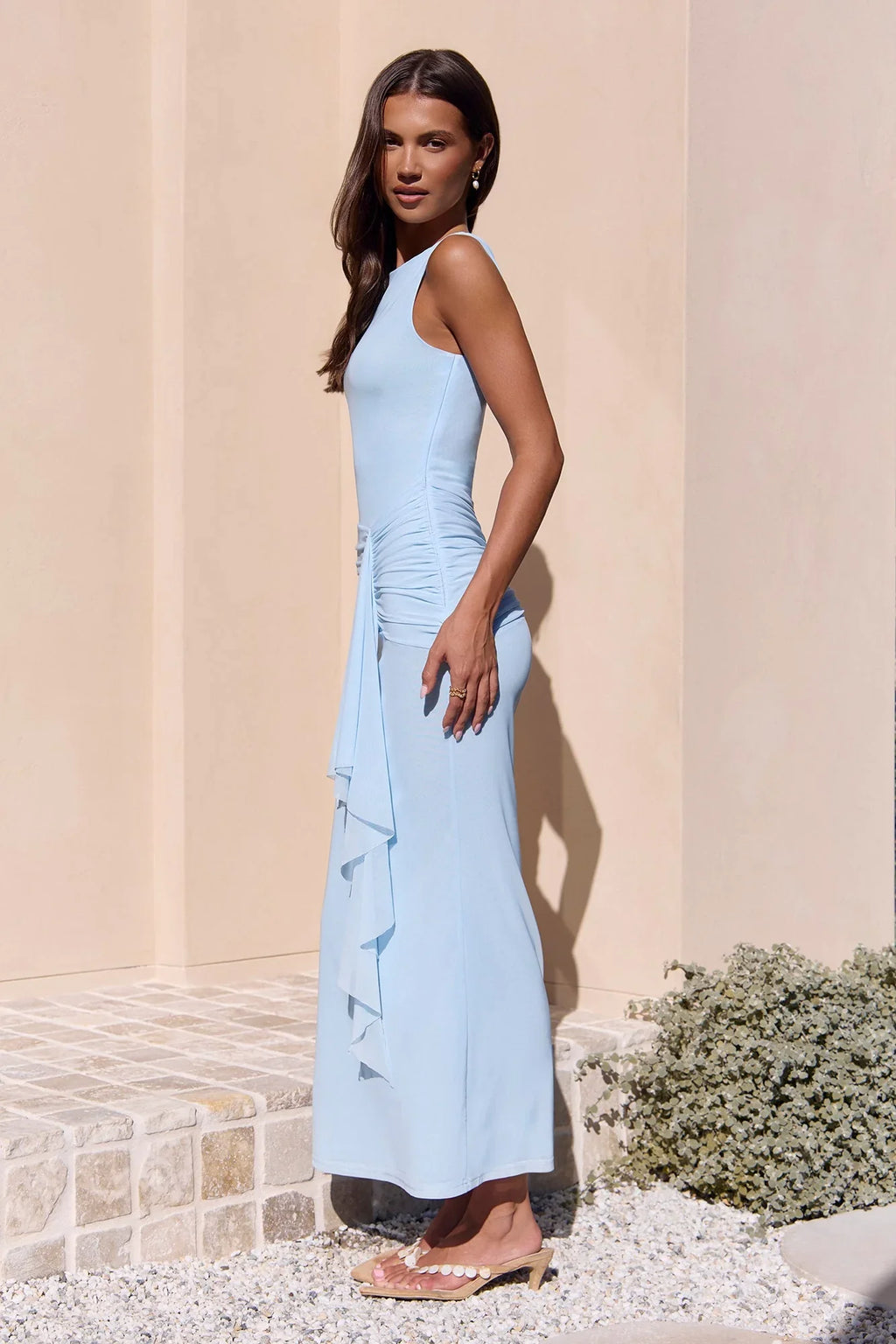 Ambience – Ärmelloses Maxikleid mit Mesh-Akzenten