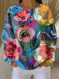 Pullover mit großen bunten Blumen