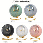 Nordic Silent Desk Clock: Leuchtende Zeiger & Metallrahmen