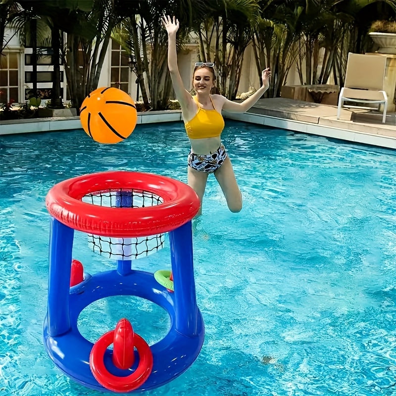 Aufblasbares Pool-Basketballset – Mit Korb, Ball sowie Ringen