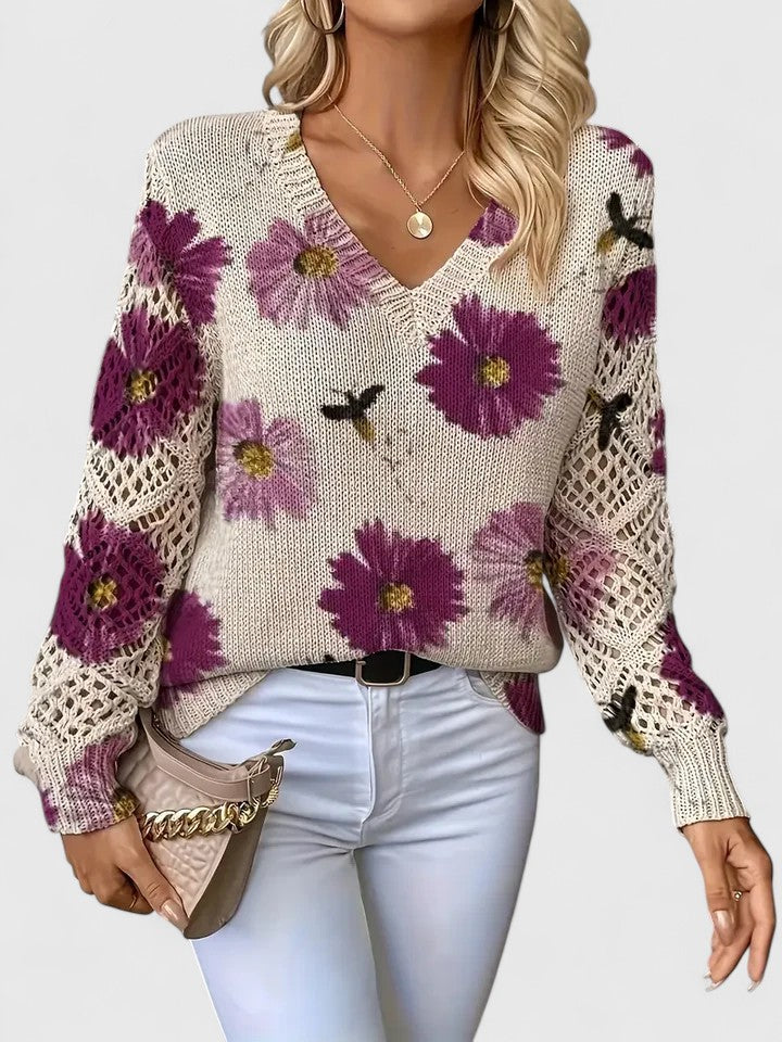 Lässiger Blumen-Pullover