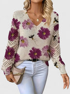 Lässiger Blumen-Pullover