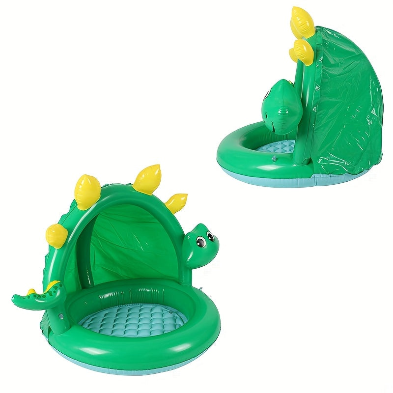 Aufblasbarer Dinosaurierpool für Babys – Mit Sonnenschutz sowie verspieltem Design