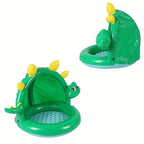 Aufblasbarer Dinosaurierpool für Babys – Mit Sonnenschutz sowie verspieltem Design