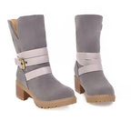 Stiefel in Wildlederoptik mit Blockabsatz