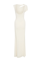 Damen Abendkleid mit asymmetrischem Ausschnitt und Drapierung
