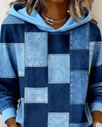 Schicker Langarm-Karierten Kapuzenpullover