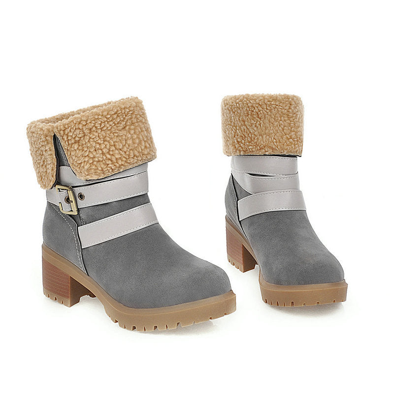Stiefel in Wildlederoptik mit Blockabsatz