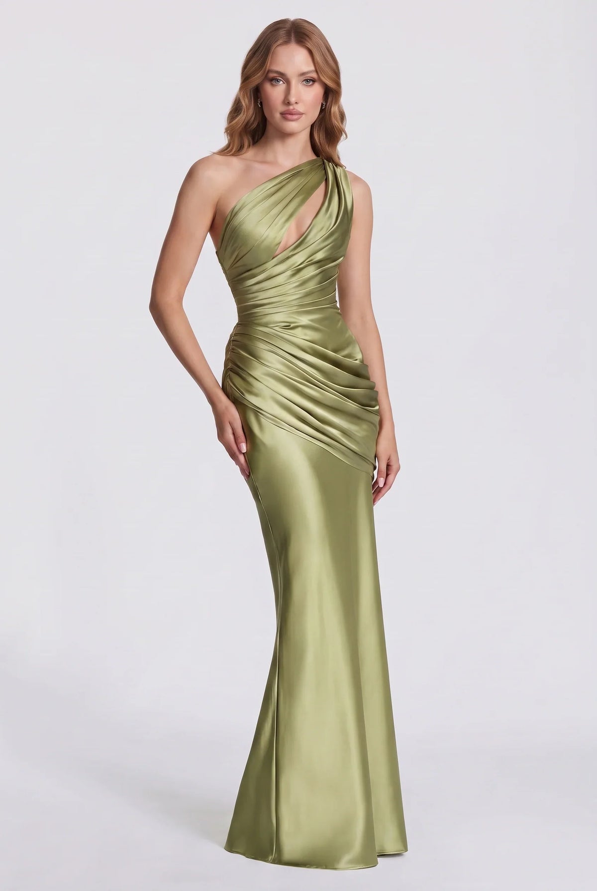 Twisted – Satin-Maxikleid mit Cut-outs