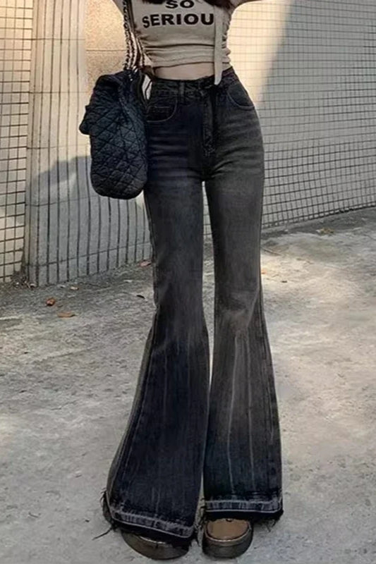 Figurbetonte Jeans in Schwarz-Grau