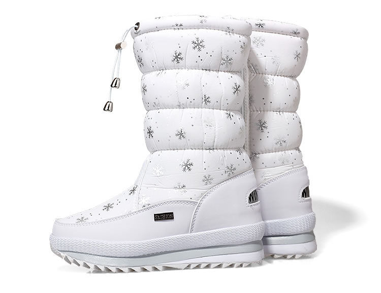 Wadenhohe Stiefel gefüttert – Weiß