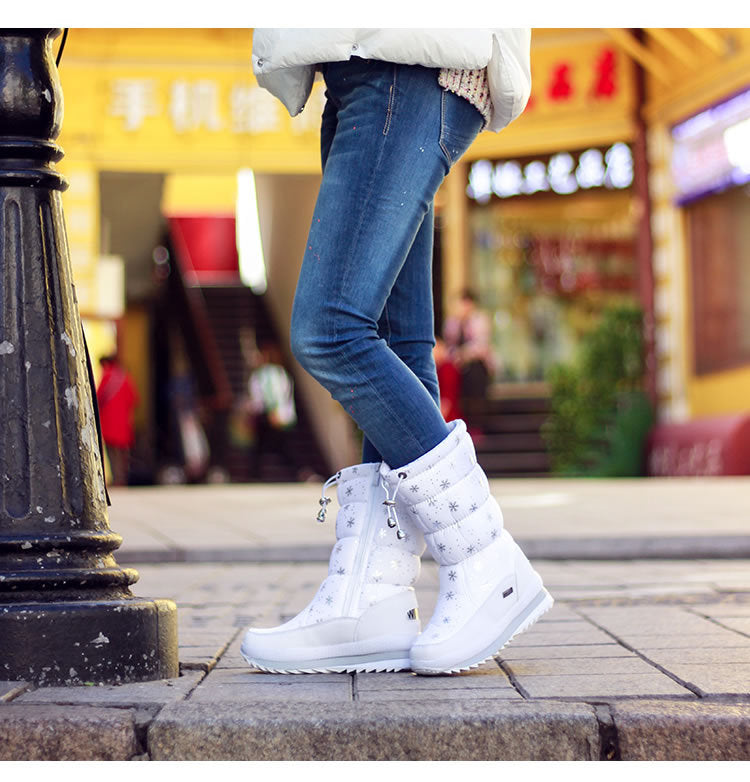 Wadenhohe Stiefel gefüttert – Weiß