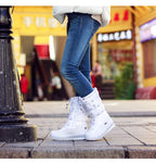 Wadenhohe Stiefel gefüttert – Weiß
