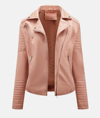 Biker-Lederjacke ohne Kapuze