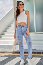 Straight-Leg-Jeans mit Used-Look