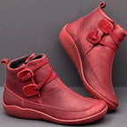 Stiefel in Lederoptik im Vintage-Look mit flachem Absatz